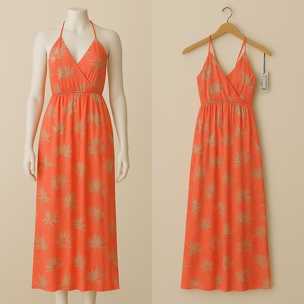 660 Plus Printed Halter Neck Maxi Dress